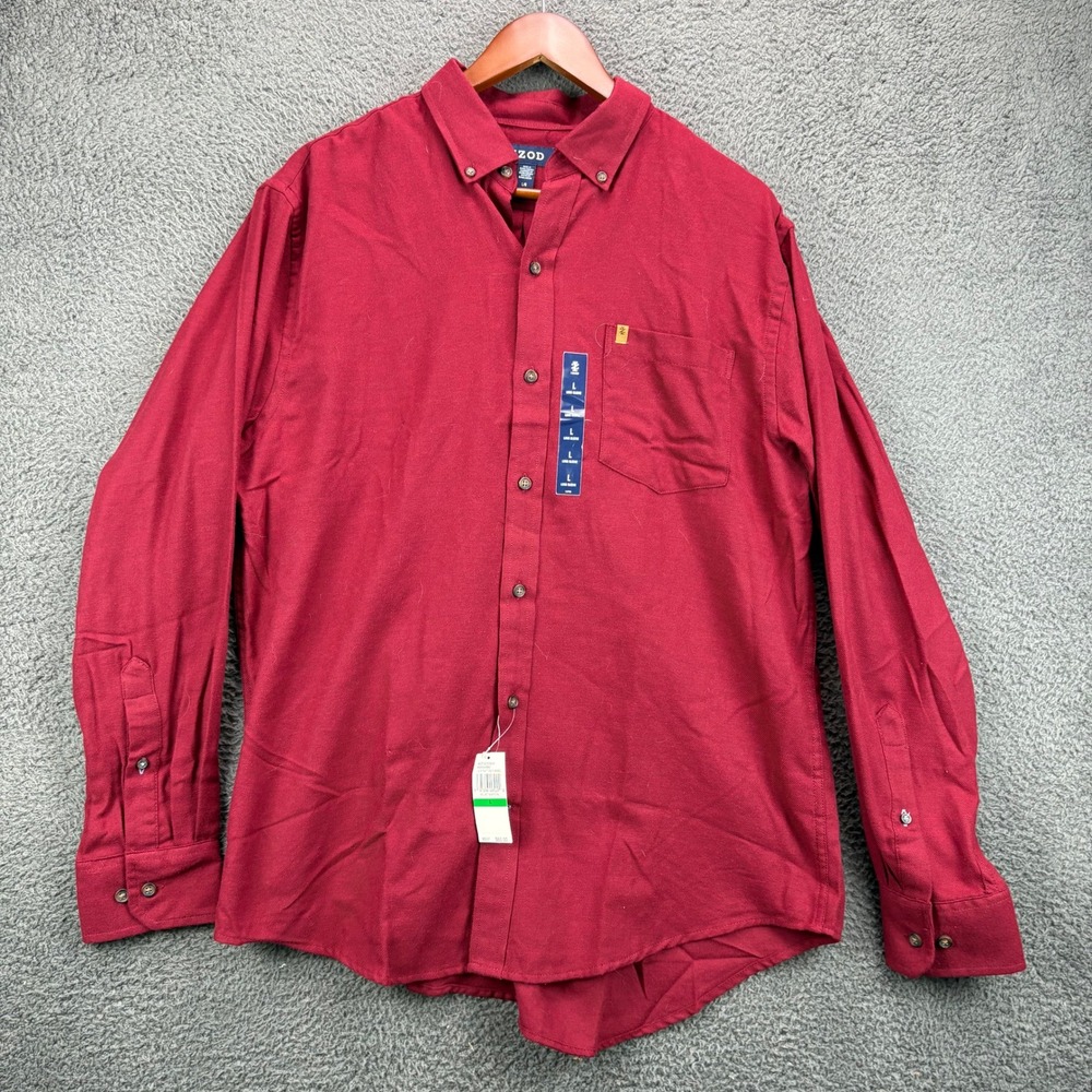 IZOD Mens Stratton Flannel Button Down Shirt Velvet Maroon Large NWT 407GR25R604